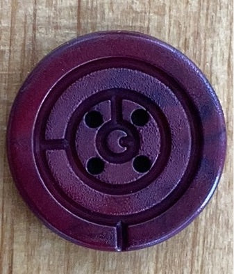 334024 Burgunderrot marmorierter runder Polyamidknopf 20 mm