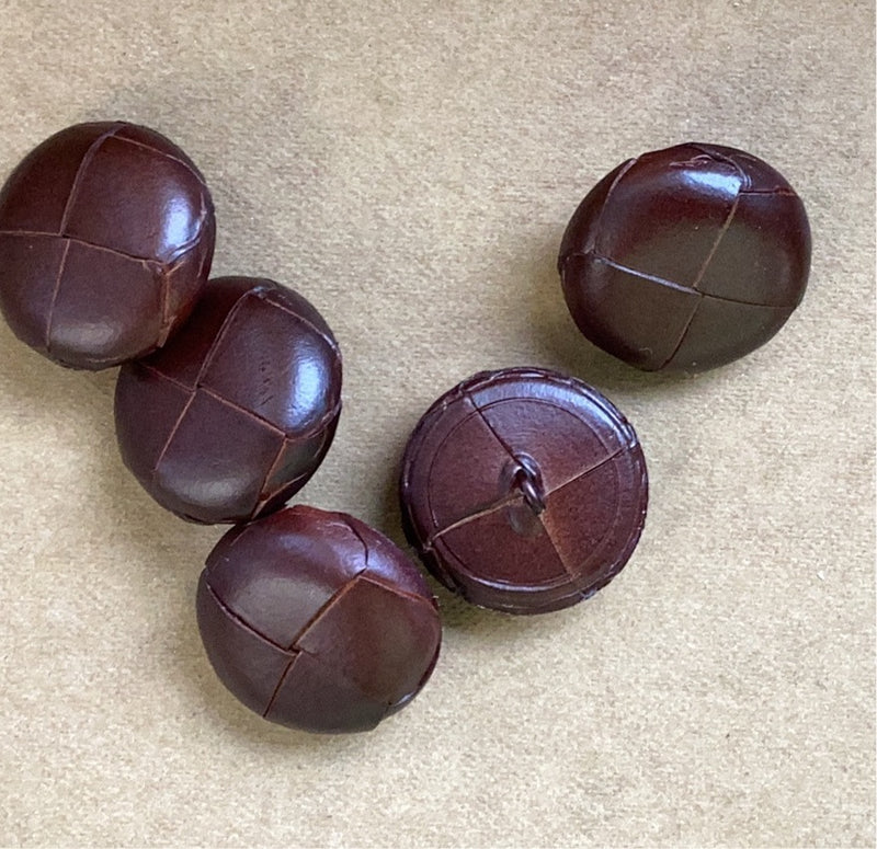 Brown Leather Button 1 Inch