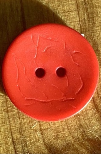 287723 Round Red Polyamide Button w/ Texture 20mm